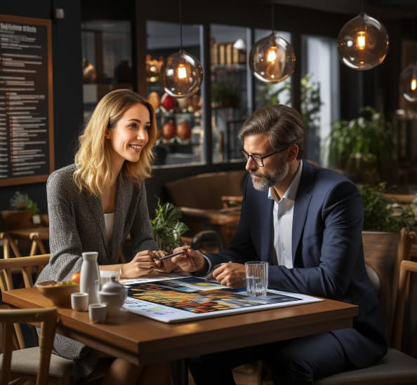 Business professionals in meeting discussing digital strategies